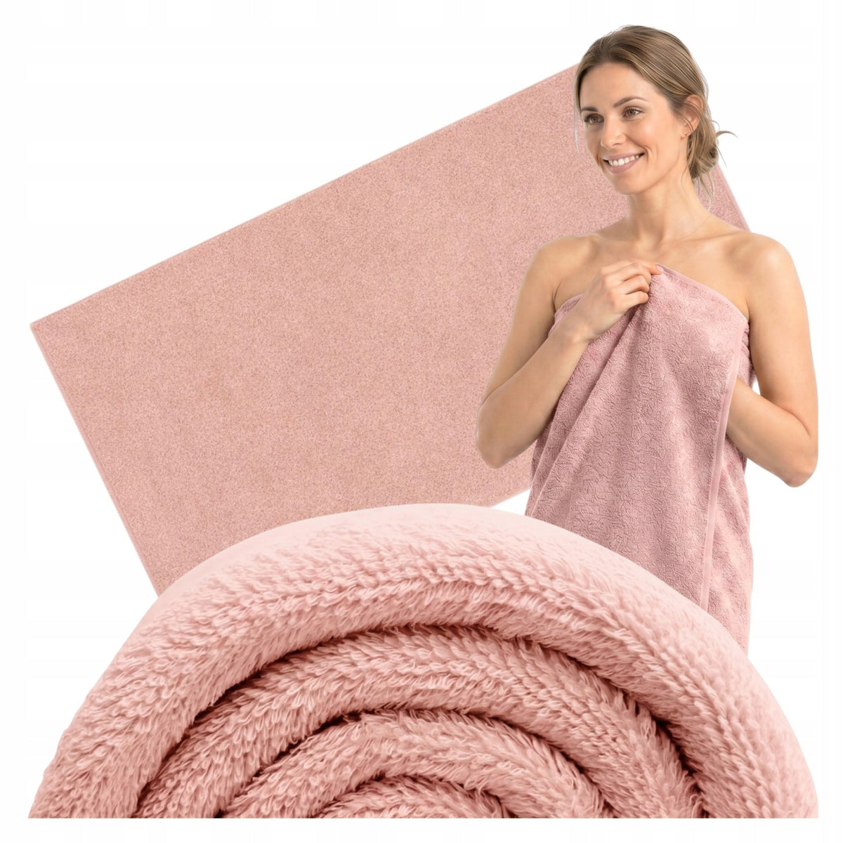 Ręcznik ZWOLTEX 70x140cm Bawełna Egipska KIWI2 500g Puszysty Pudrowy Róż kąpielowy szybkoschnący gładki do łazienki na