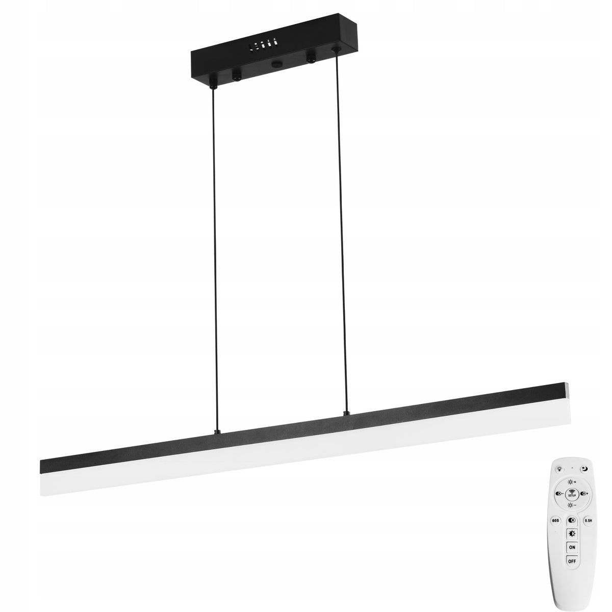LAMPA SUFITOWA modern wisząca ŻYRANDOL LED PILOT 30W 80cm czarna nad stoł do jadalni, metalowa oprawa z wbudowanym