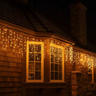 LAMPKI SOPLE ZEWNĘTRZNE 300 LED KURTYNA ŚWIETLNA BIAŁE CIEPŁE STAŁE + FLASH 10,5 cm