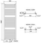 Grzejnik łazienkowy pionowy drabinka biały Mexen Mars 1500x600 wodny 600 mm 1500 mm grzewcza