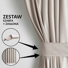 RESTILO Zasłona welurowa plus szarfa up taśma 140x245 Chłodny Beż do salonu panel okienny zaciemniający z poliestru