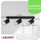 Oprawa Halogenowa Lampa Sufitowa 3x GU10 Tuba CZARNA LED Kinkiet Szyna XL reflektor potrójny do salonu i kuchni, moc
