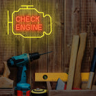 Neon plexi LED check engine żółto czerwony NNE21 Neolia szyld motoryzacyjny, dekoracja do warsztatu, kontrolka silnika
