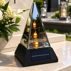 Znicz Solarny Lustro Piramida 3D Lampion Fotowoltaiczny 24,5cm Dzień i Noc ozdoba nagrobna na cmentarz, LED, ponad 75