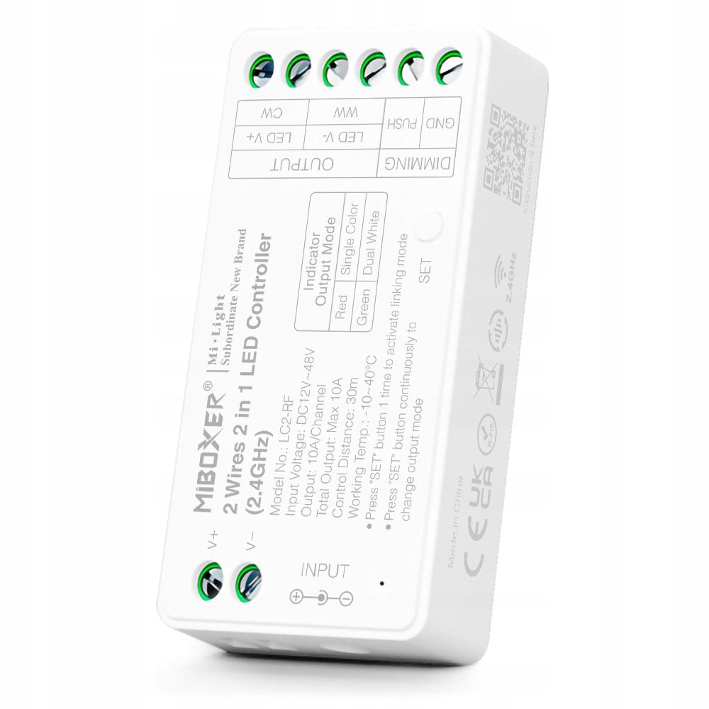 Sterownik Kontroler LC2-RF do taśm LED CCT na 2 kable (+-) 2-pin Miboxer regulator radiowy do oświetlenia dwubarwnego