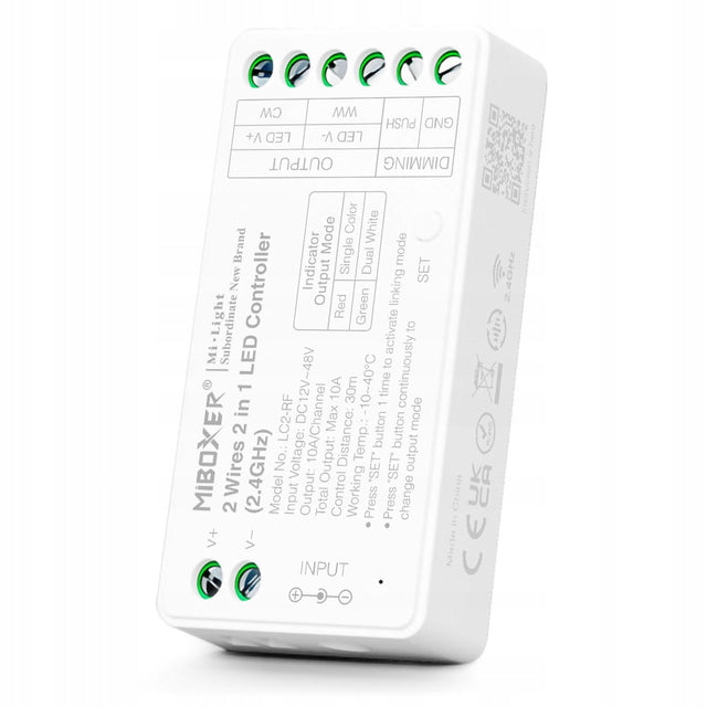 Sterownik Kontroler LC2-RF do taśm LED CCT na 2 kable (+-) 2-pin Miboxer regulator radiowy do oświetlenia dwubarwnego, regulacja barwy światła