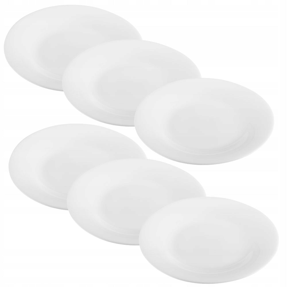 KOMPLET Talerz deserowy 6 sztuk CLASSIC 17,8cm białe szkło opal na ciasto i ciastka, okrągłe, do mikrofali i zmywarki