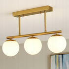 Lampa sufitowa wisząca żyrandol szklana kula 3x e27 LOFT 47cm złoty biały oprawa metalowa do salonu i jadalni na 3
